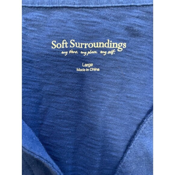 Soft Surroundings Womans Button Up Top Sz L Boho Artsy Sharkbite Hem 3/4 sleeve - Picture 4 of 14